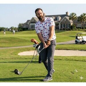 Caddy Cart Mens XL Golf Polo Red White Blue Patriotic Bomb Pop Flag America